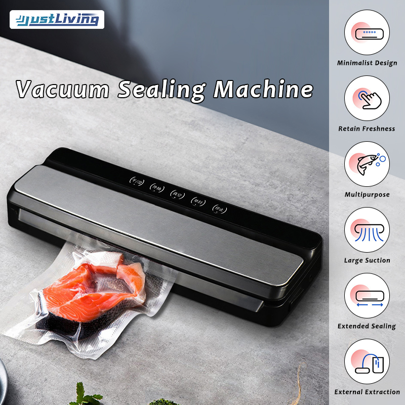 JustLiving 1PC Stainless Steel Household Food Vacuum Sealer Machine Heat Sealing Machine Impulse FREE VACUUM SEALER Automatic Packing Vacuum Sealer ราคา 1,079 บาท*ส่งฟรี