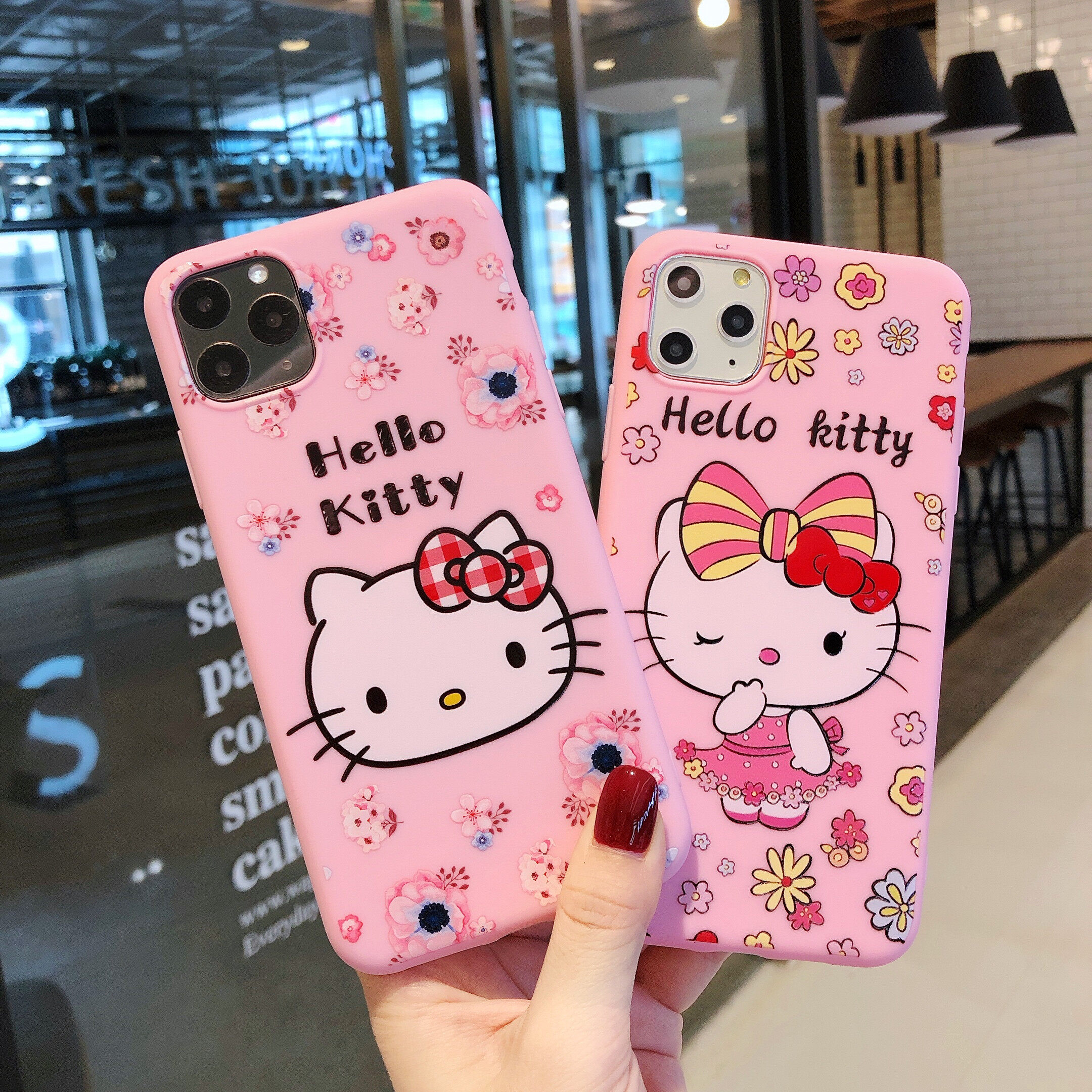 เคสโทรศัพท์สำหรับiPhone 6 6วินาที6วินาที6วินาที6วินาที + 7 8 7 + 8 + X XS XR XS Max 11 11Pro 11Proสูงสุด12 12มินิ12Pro 12Pro Maxการ์ตูนน่ารักH Ello K Itty TPUต่อต้านวางเคสโทรศัพท์