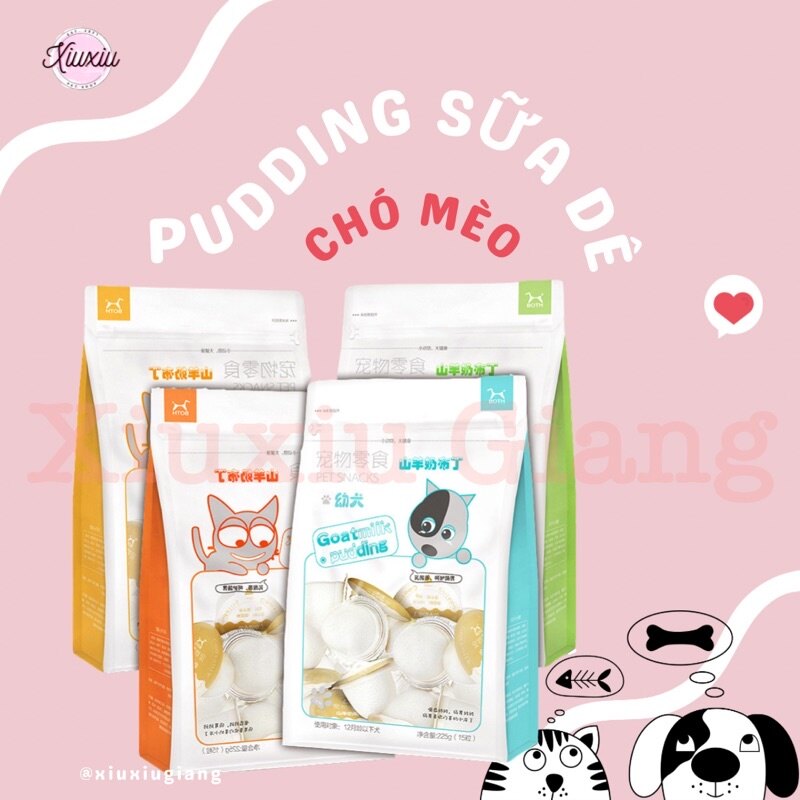 Pudding Thạch Sữa Dê Cho Chó Mèo Bổ Sung Canxi Xiuxiu Giang