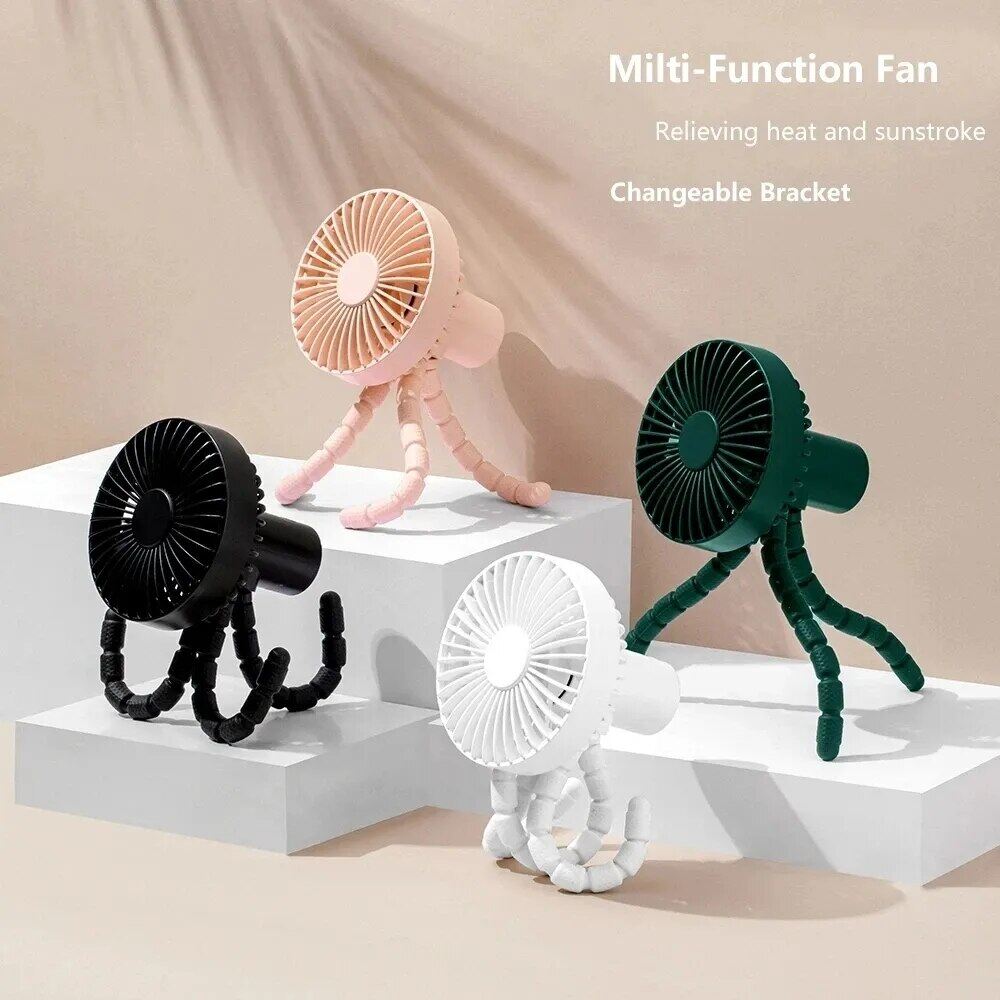 Xiaomi nhỏ gọn mới điện để bàn Quạt xe đẩy em bé giường không dây hình dạng bạch tuộc USB cầm tay im lặng Quạt Điện Quạt cắm trại ngoài trời