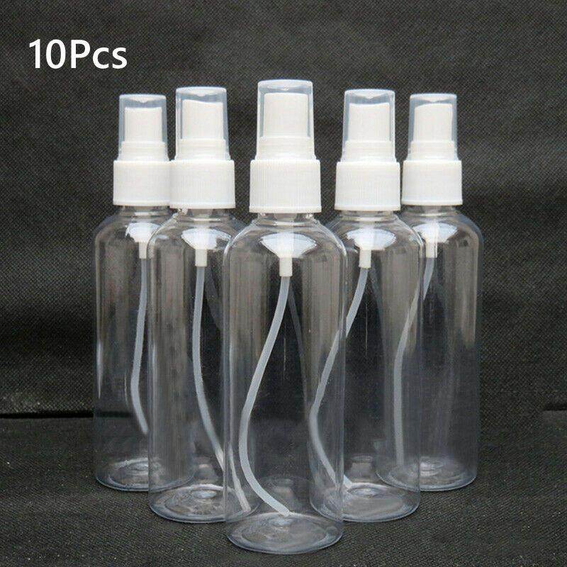 10 chai xịt rỗng trong suốt, hộp nhựa nhỏ có thể nạp lại 100ml hộp đựng mỹ phẩm rỗng
