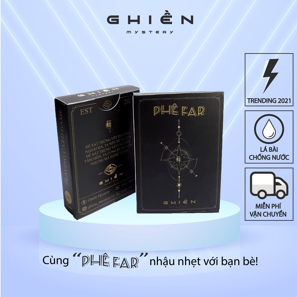 Bộ Bài Drinking Game "Phê Far" - 50 Lá Bài Hottrend Gây Xỉn Vui Vẻ Với Bạn Bè Hội Nhóm, Đem Lại Tiếng Cười | Ghiền Mystery