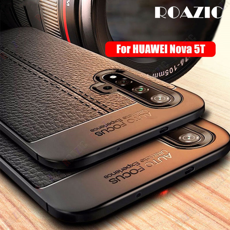 ROAZIC For Huawei Nova 5T Nova 8i Case soft Silicon Carbon Fiber leather