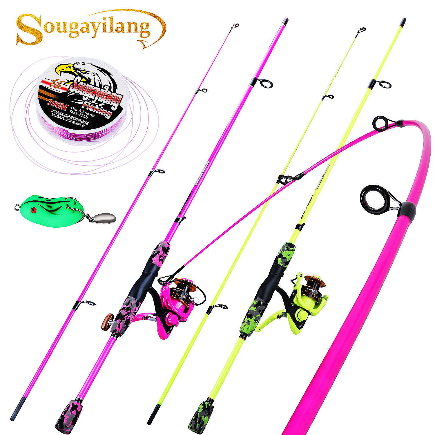 Sougayilang Cần Câu Hoặc Cần Câu Bộ Máy Câu Cá, Cần Câu 1.8M Với Máy Câu Cá Dòng 1000-3000 Kiểm Tra Năng Lượng 5Kg