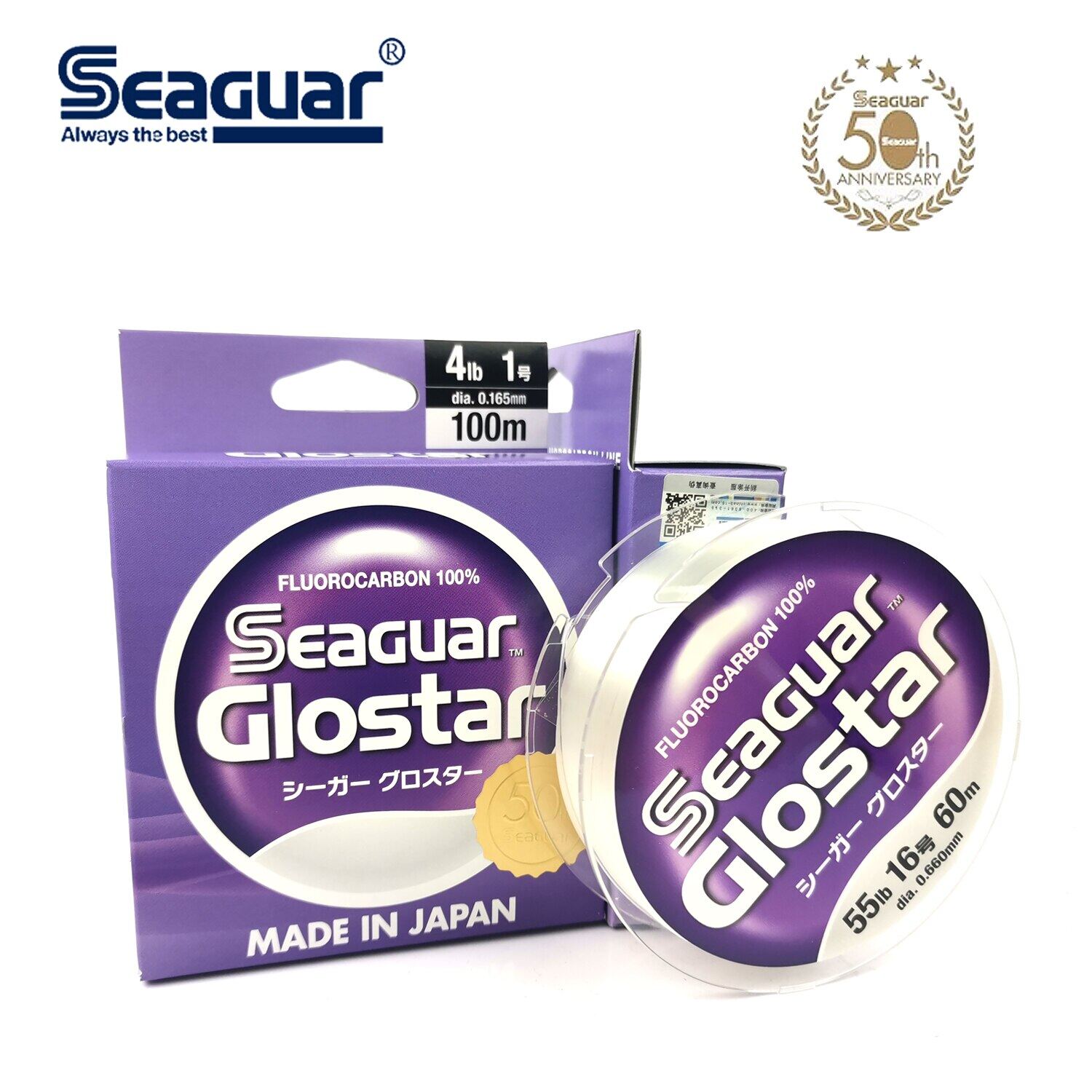Seaguar Glostar 100% dòng Fluorocarbon 4lb-70lb sợi carbon dây cước câu cá dây lớn trò chơi lãnh đạo
