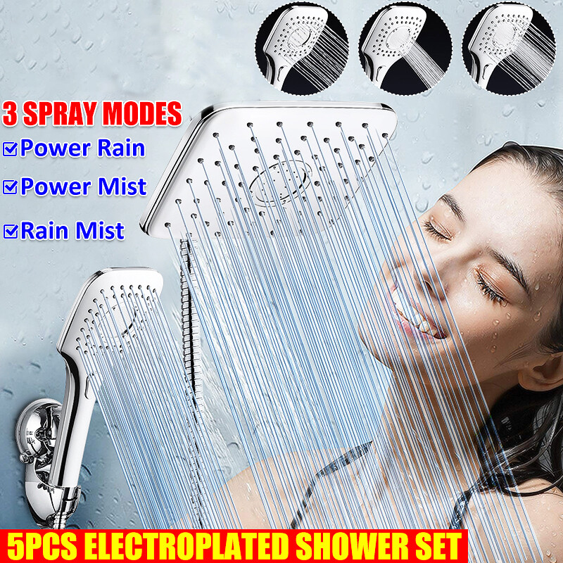 Generic Square High Handheld Shower Head Fully Electroplated Shower Set