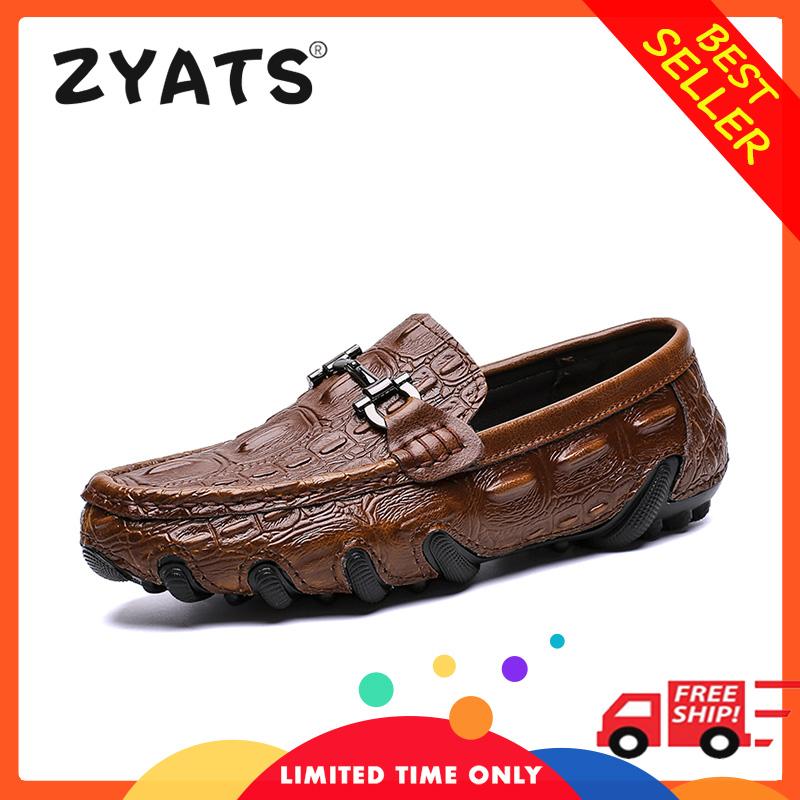 ZYATS Casual Men Fashion Leather Shoes High-end Handmade Men's Business Shoes Slip-Ons & Loafers ราคา 830 บาท*ส่งฟรี