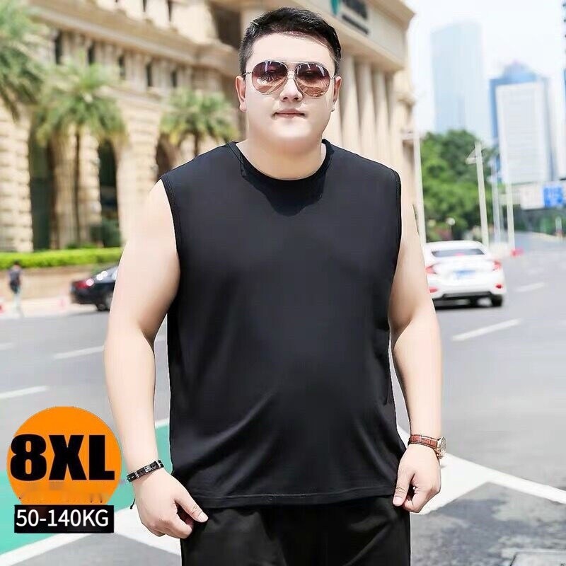 【HOT NEW】 Oversize Men Round Neck Printed Vest Loose Sleeveless T-Shirt Plus Size Tank Top