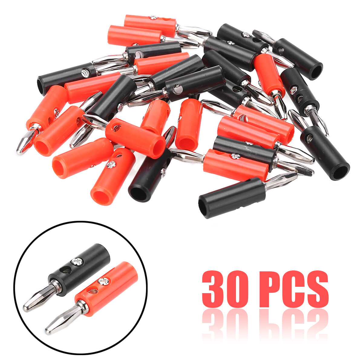 30 Chiếc Màu Đỏ + Màu Đen 4Mm Loa Âm Thanh Dây Cáp Loại Vít Đầu Nối Jack Hình Quả Chuối