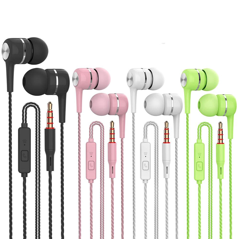 Tai nghe thể thao tai nghe có dây tai nghe siêu trầm 3.5mm nhiều màu tai nghe nhét tai có micro rảnh tay cho điện thoại