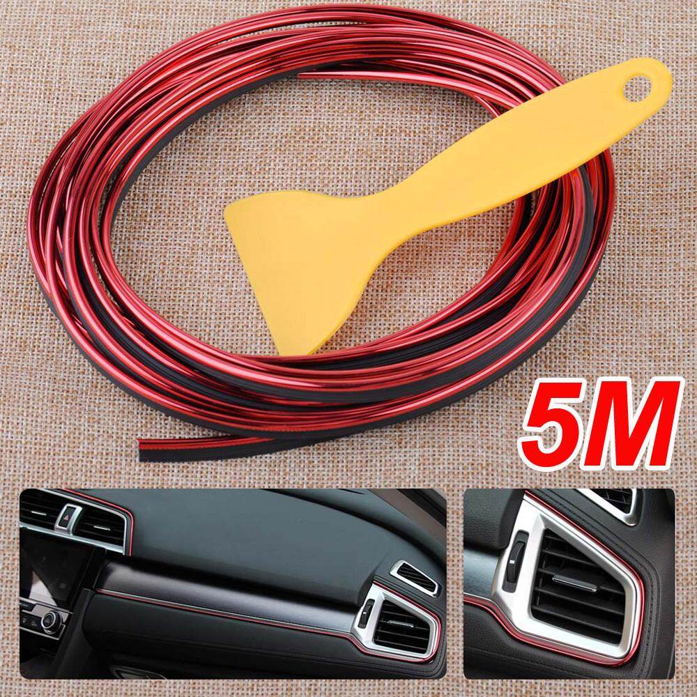Bluespot Car DIY Interior Decoration Door Sticker Moulding Strip Trim Line Red 5 Meter