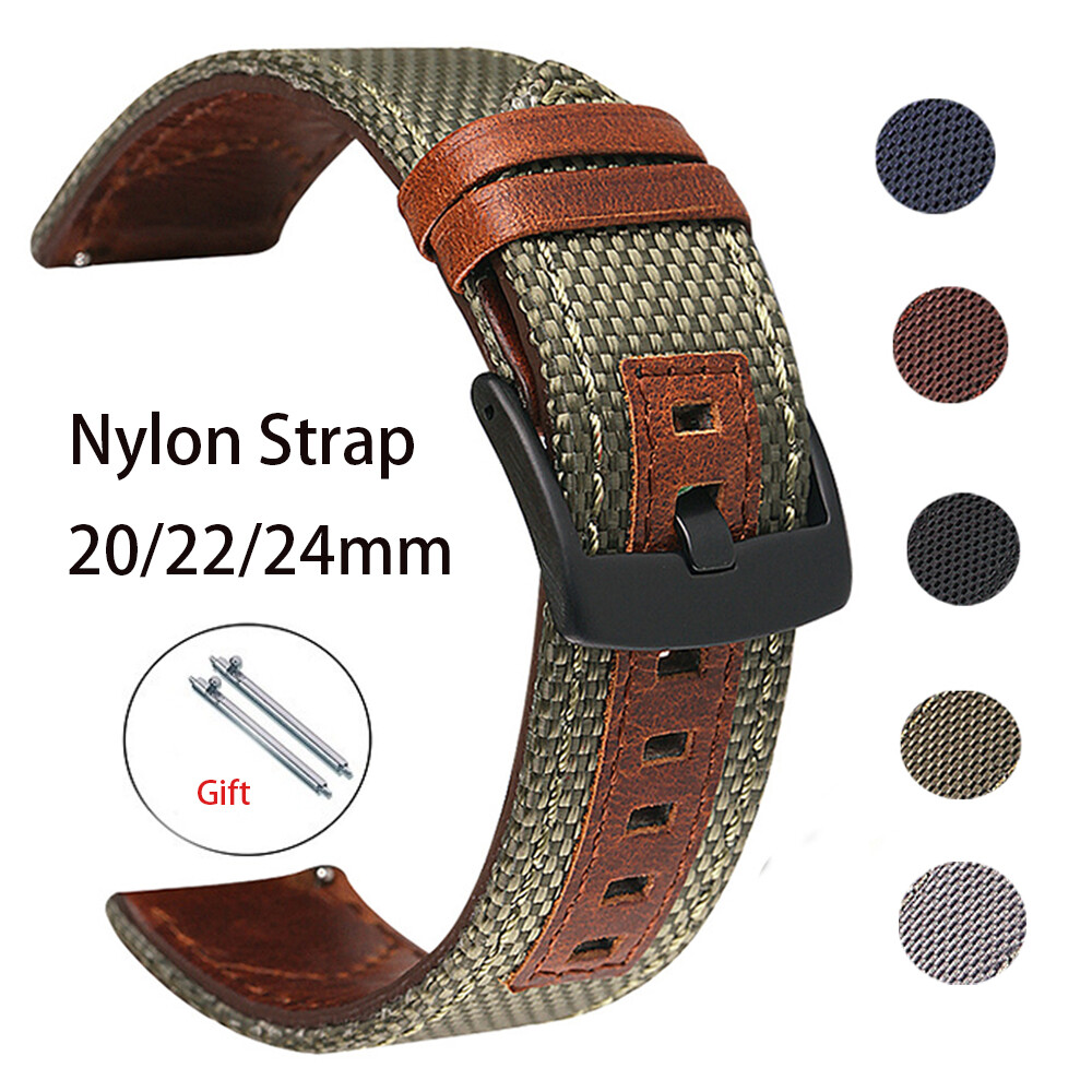 Dây đeo đồng hồ nylon quân đội bền 20mm cho samsung galaxy watch4 cổ điển 42mm/46mm dây đeo đồng hồ vải nylon thể thao quân đội dây đeo đồng hồ thay thế đồng hồ 18mm 20mm 22mm 24mm