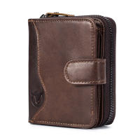 BULLCAPTAIN leather wallet mens first layer cowhide multi-function multi-card position casual fashion RFID zipper wallet