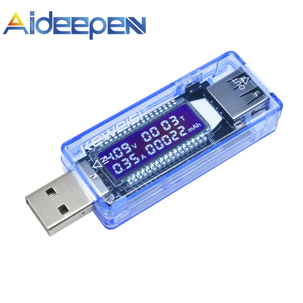 Original Aideepen USB Current And Voltage Tester LCD Display, 3.7-7V 0-3A Voltage Tester Multimeter, USB Charger Tester