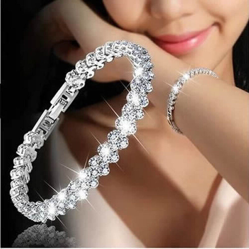 Vòng tay nữ thời trang, vòng tay la mã, nhẫn đeo tay nữ mới pha lê zircon trang sức thời trang đính kim cương đầy kim cương
