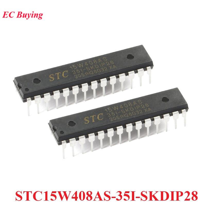 5 chiếc/1 chiếc stc15w408as vi điều khiển vi tính mcu smd stc15w408as-35i-skdip28 1t 8051 ic chip đơn