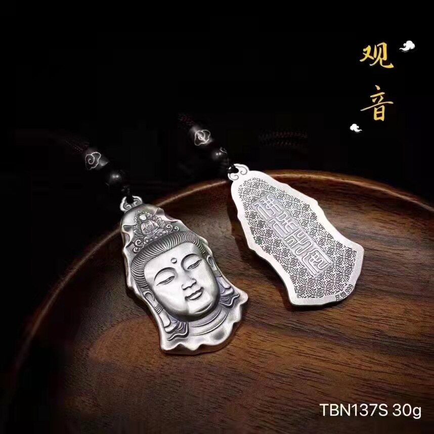 Lr-vòng cổ bùa hộ mệnh guanyin tốt lành cho nam cổ điển dây chuyền màu trơn vòng cổ phật giáo phật giáo phật giáo hòa bình cầu chúc tụng bồ tát quan âm