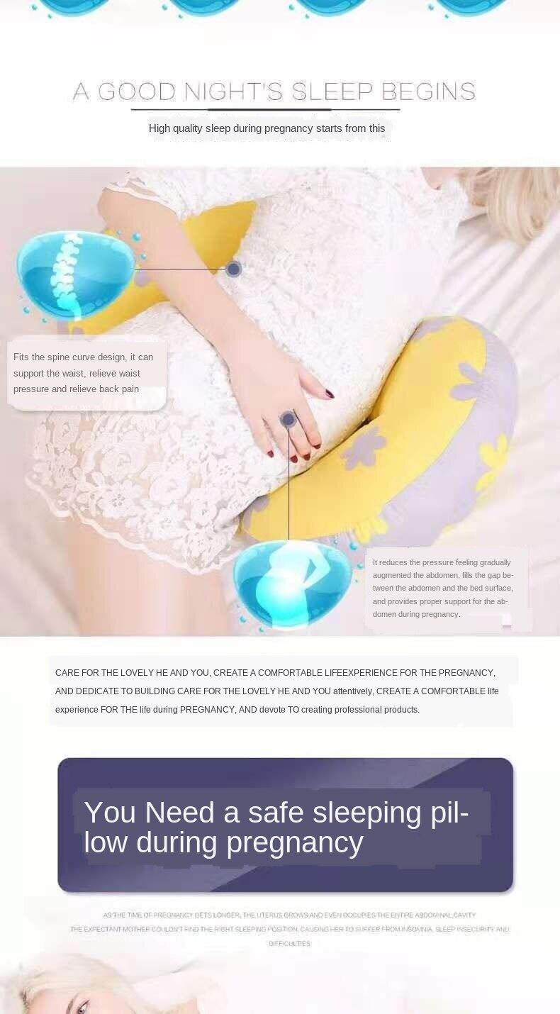 Pillow for pregnant women, waist protection side pillow, multi-function pillow, U-shaped pillow, side lying abdomen support pillow, sleeping artifact, pregnancy supplies