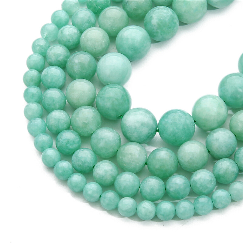 Hạt Ngọc Bích Màu Xanh Lá Đá Tự Nhiên 6 8 10 12Mm Hạt Tròn Rời Để Làm Trang Sức Vòng Tay Tự Làm Phụ Kiện Bông Tai Vòng Cổ Khoảng 15 '' Sợi 38Cm