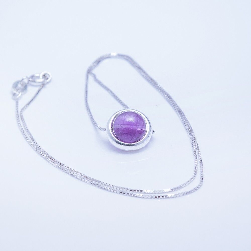 ANCARAT - Dây chuyền bạc đá phong thủy Thạch anh tím D4 (Mệnh Thổ)