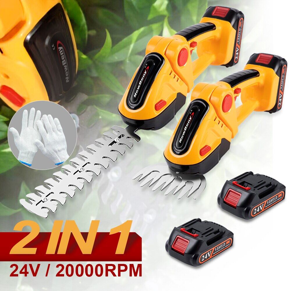 2 in 1 24V Cordless Electric Trimmer 20000RPM Rechargeable Handheld Household Pruning Mower Garden Tools