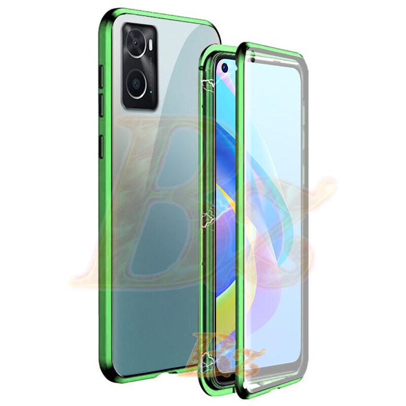 Ốp Nam Châm Cho OPPO A76 / OPPO A96 Ốp Kính Cường Lực 9H Hai Mặt Trước + Sau 360 Cho OPPO A76 A96 2022 Ốp Chống Sốc Kim Loại