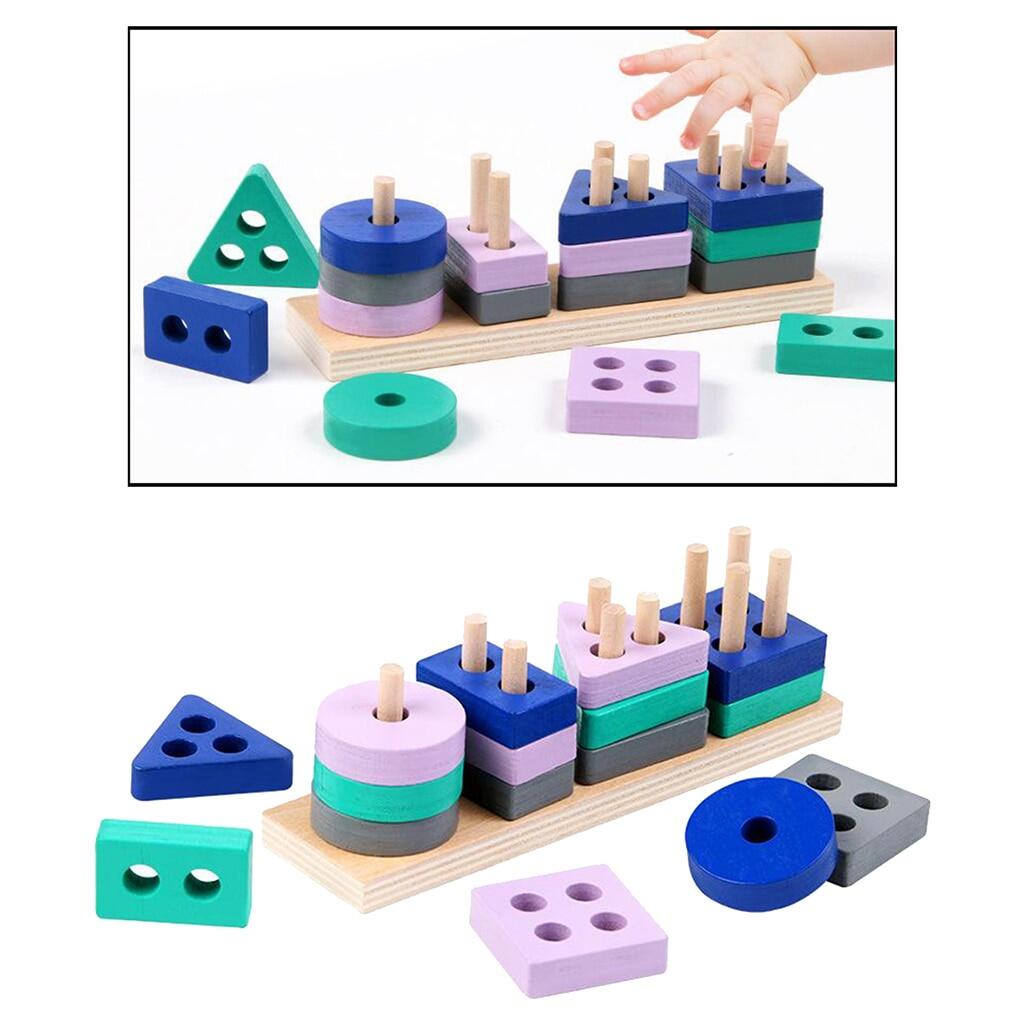 Dạng hình học gỗ xếp chồng xếp hình phân loại đồ chơi trò chơi xếp gỗ giáo