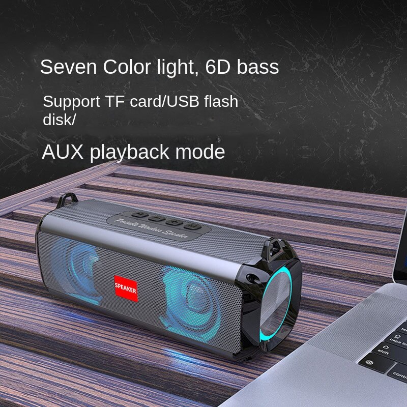 2023 mới loa bluetooth không dây loa siêu trầm di động có thẻ light loa siêu trầm dùng ngoài trời
