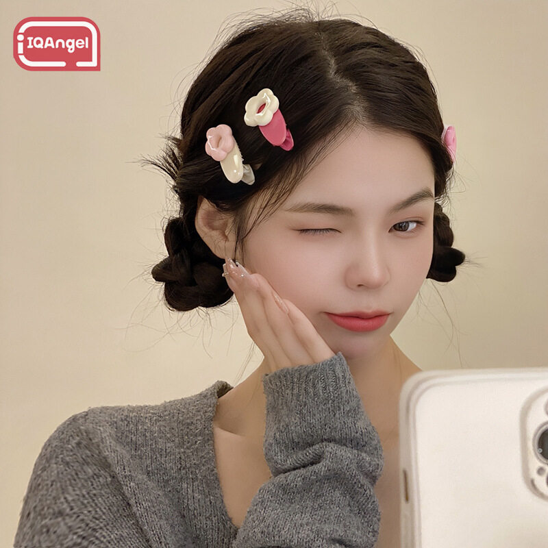 IQAngel Hàn Quốc mới dễ thương hoa màu hồng kẹp tóc ngọt ngào trẻ em kẹp