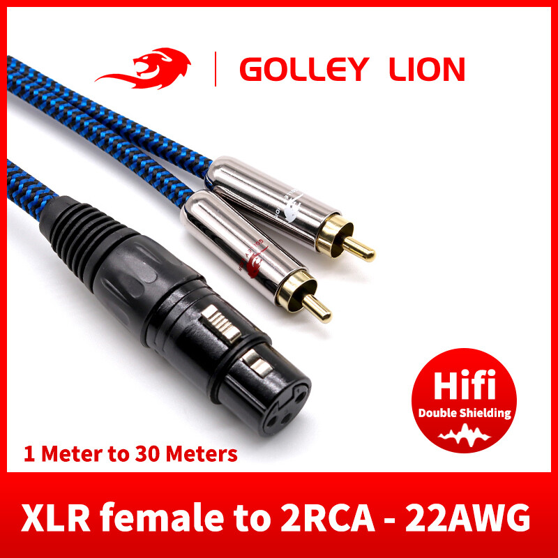 GOLLEY LION Audio Cable 2RCA To XLR Canon Female Double Lotus to Canon Audio Line - ยี่ห้อ GOLLEY LION ราคา 428 บาท*ส่งฟรี