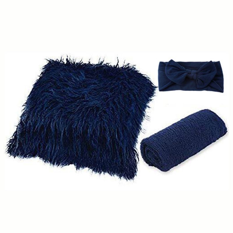 3 cái đạo cụ chụp ảnh cho trẻ sơ sinh toddler ảnh chăn bọc và headband đạo cụ chụp ảnh bọc gợn sóng dài