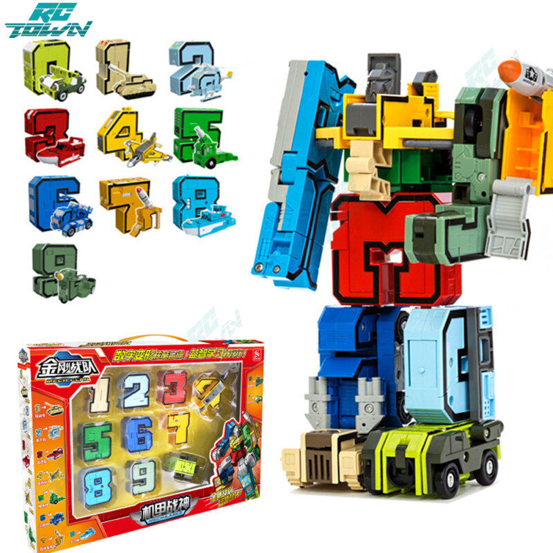 RCTOWN 0-9 Number Building Blocks Deformation Robot Toy Assembly Puzzle