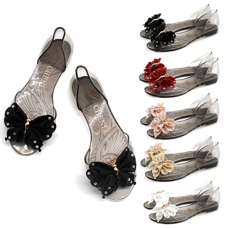 Crystal Bow Women's Jelly Sandals