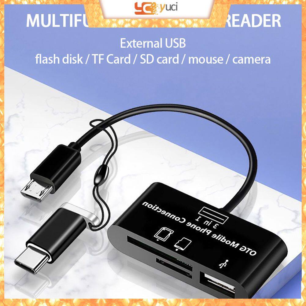Yuci đầu đọc thẻ type-c đầu đọc thẻ 3 trong 1 type c sang usb sd micro s-d máy tính di động android đĩa otg2.0 sd/tfu đa chức năng
