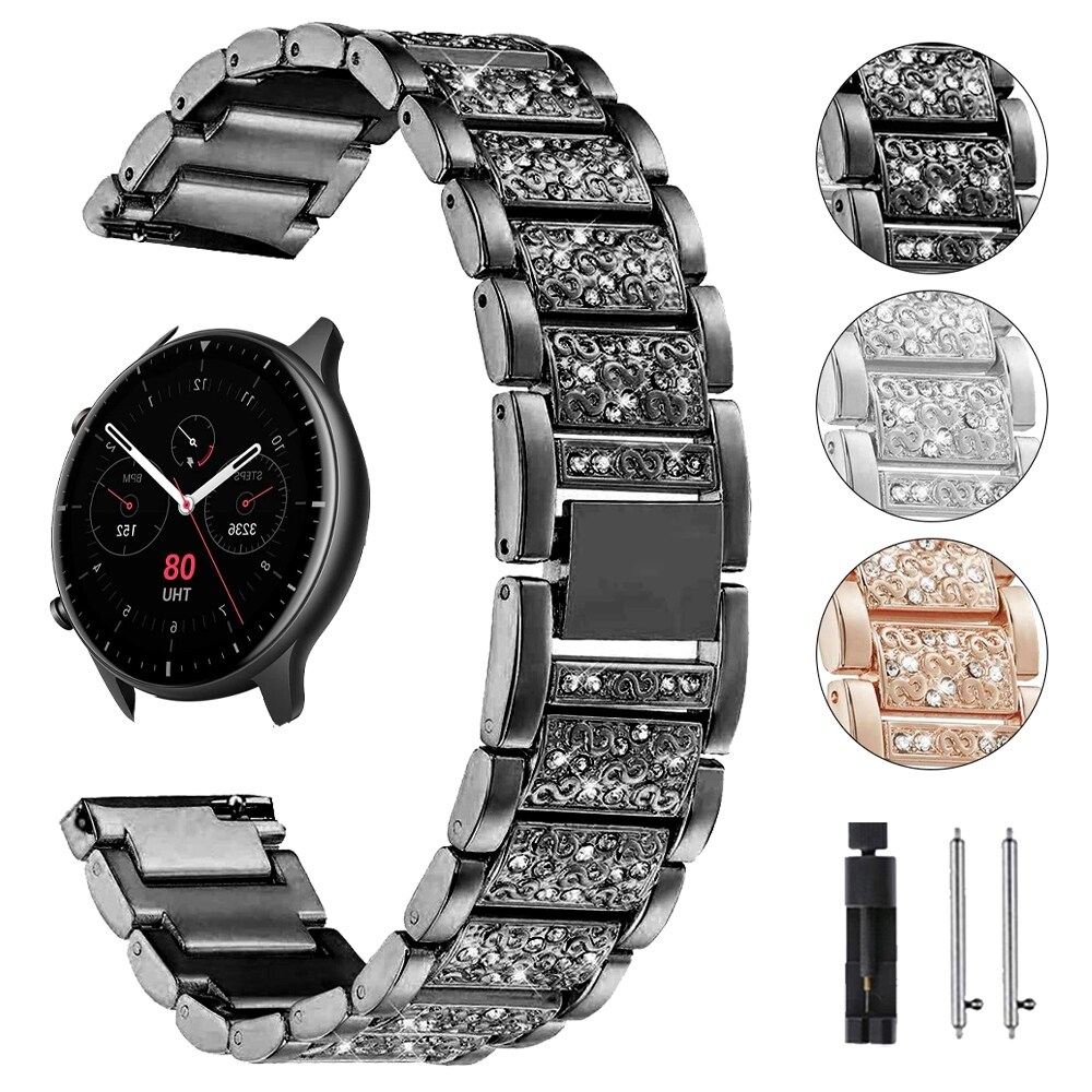 ♔dây đeo cổ tay nữ kim cương 20 22mm cho amazfit gtr 42/47mm 2/2e dây đeo đồng hồ cho huami amazfit gts 2/bip dây đeo đồng hồ vòng đeo tay