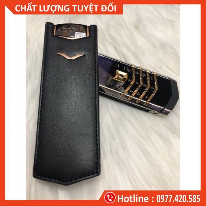 Bao da nắp gấp vertu singnature s dập vân trơn
