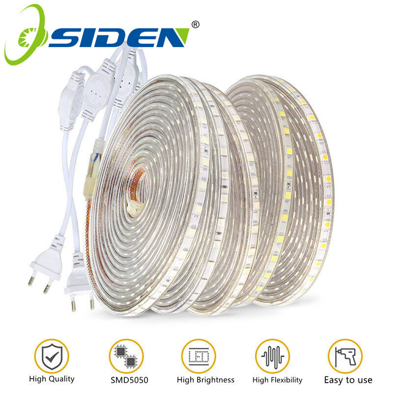 Dải Đèn LED dạng thanh SMD 5050 hai chân AC220V chống nước, dây đèn LED mềm có thể sử dụng cho trang trí ngày lễ và các dịp như Giáng sinh với chiều dài 1M-20M - 2 màu đèn trắng và vàng