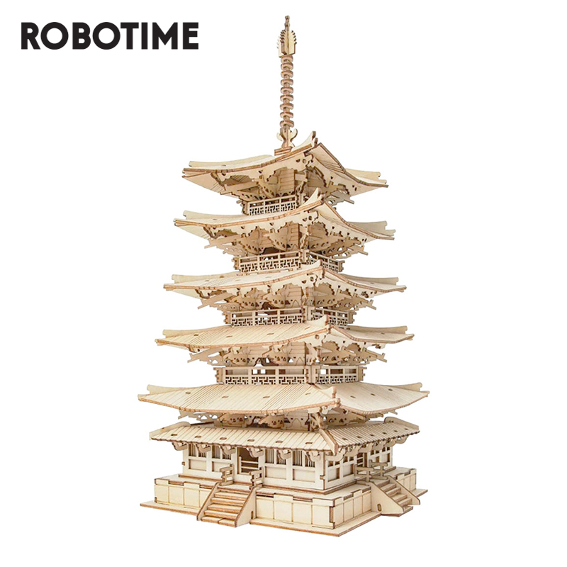 Robotime Five-storied Pagoda 3D Wooden Puzzle Toys For Children Kids Birthday Gift TGN02 ราคา 769 บาท*ส่งฟรี