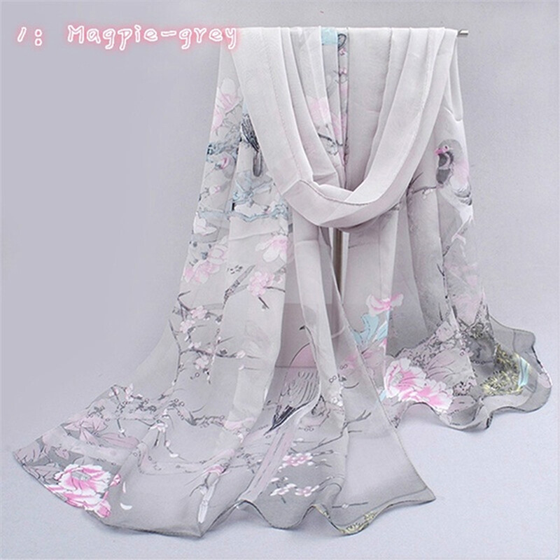Khăn quàng cổ voan nữ polyester in mùa thu họa tiết mùa hè khăn lụa khăn choàng
