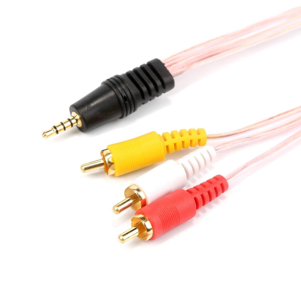 3.5mm to 3 rca male av video audio cable transparent line