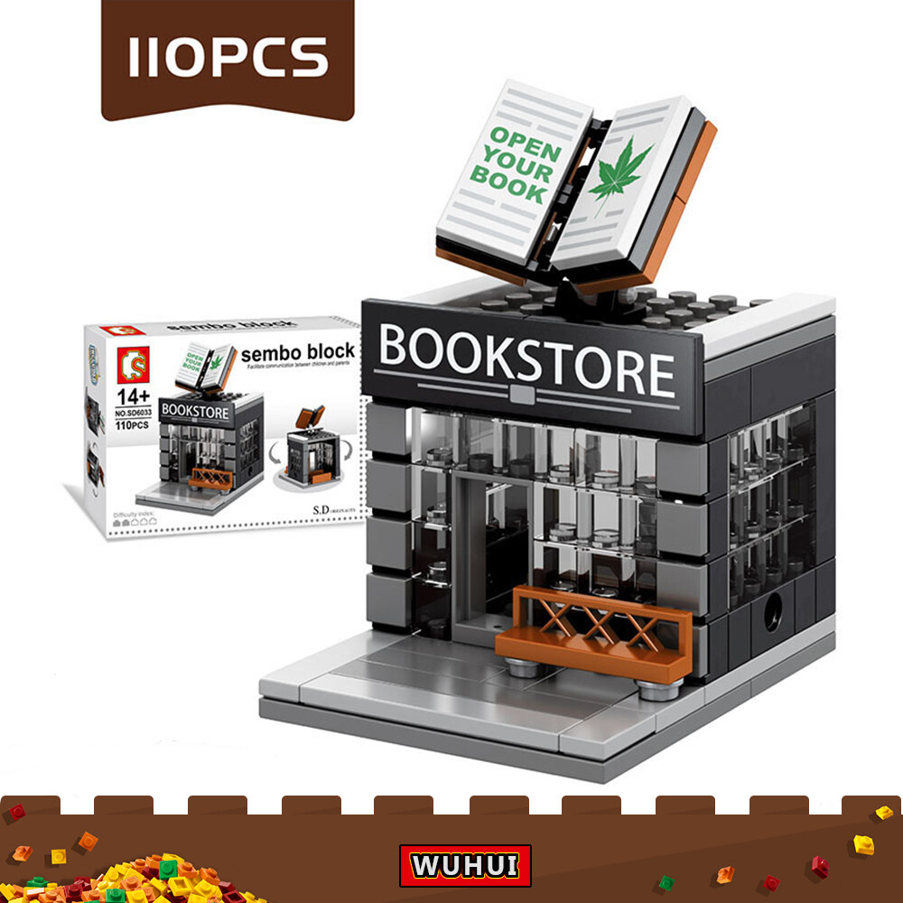WUHUI 110 Khối Đồ Chơi Mini Cửa Hàng Bán Lẻ Cảnh Đường Phố Thành Phố Khối Xây Dựng Thu Nhỏ GẠCH XÂY DỰNG Cửa Hàng Sách Mcdonald Cho Trẻ Em Mẫu Giáo Từ 3 Tuổi Trở Lên Đồ Chơi Trẻ Em Tương Thích Với Tất Cả Các Thương Hiệu (Không Có Hộp)