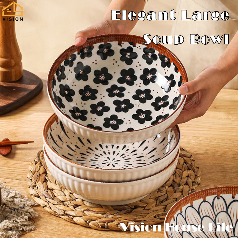 Vision tô súp gốm 9 inch nhật bản tô mì ramen sứ 1700ml tô dung tích lớn tô udon soba phở ramen salad và súp