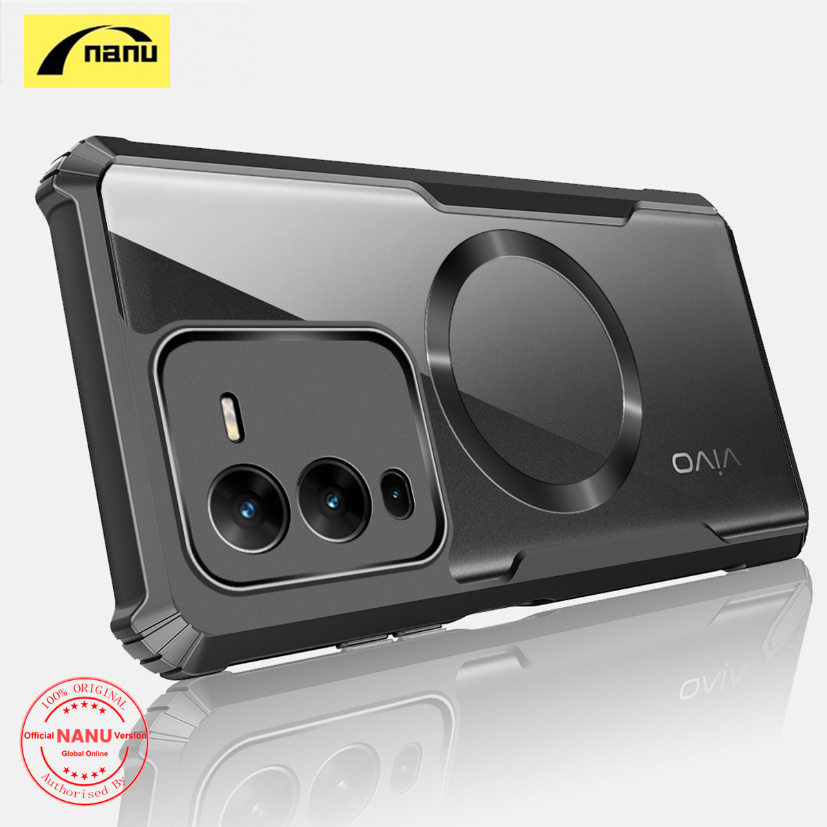 Nanu cho Vivo V25 Pro Vỏ điện thoại mềm vỏ hút nam châm bốn góc vỏ mềm chống sốc Ốp lưng trong suốt vỏ cứng bảo vệ máy ảnh mỏng mỏng