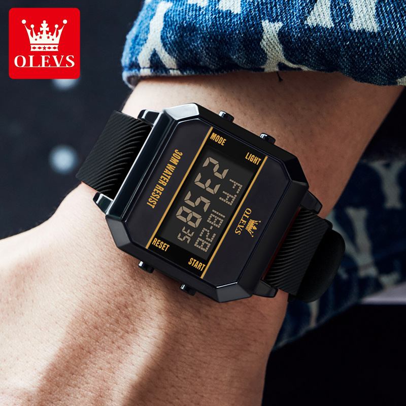 Olevs Đồng hồ 100 chính hãng trang trí Chronograph lịch 1103 đa chức năng điện tử đồng hồ nam