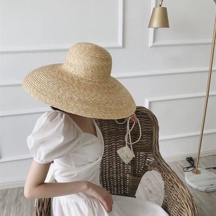 Mũ cói đi biển dáng chuông chất cói tự nhiên cao cấp size to