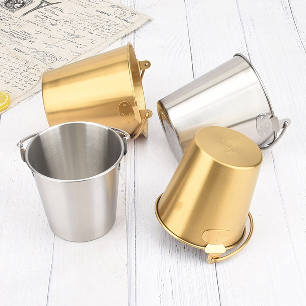 Xô thép không gỉ nhỏ xô đồ ăn nhẹ mini dễ di chuyển nhỏ xô đá