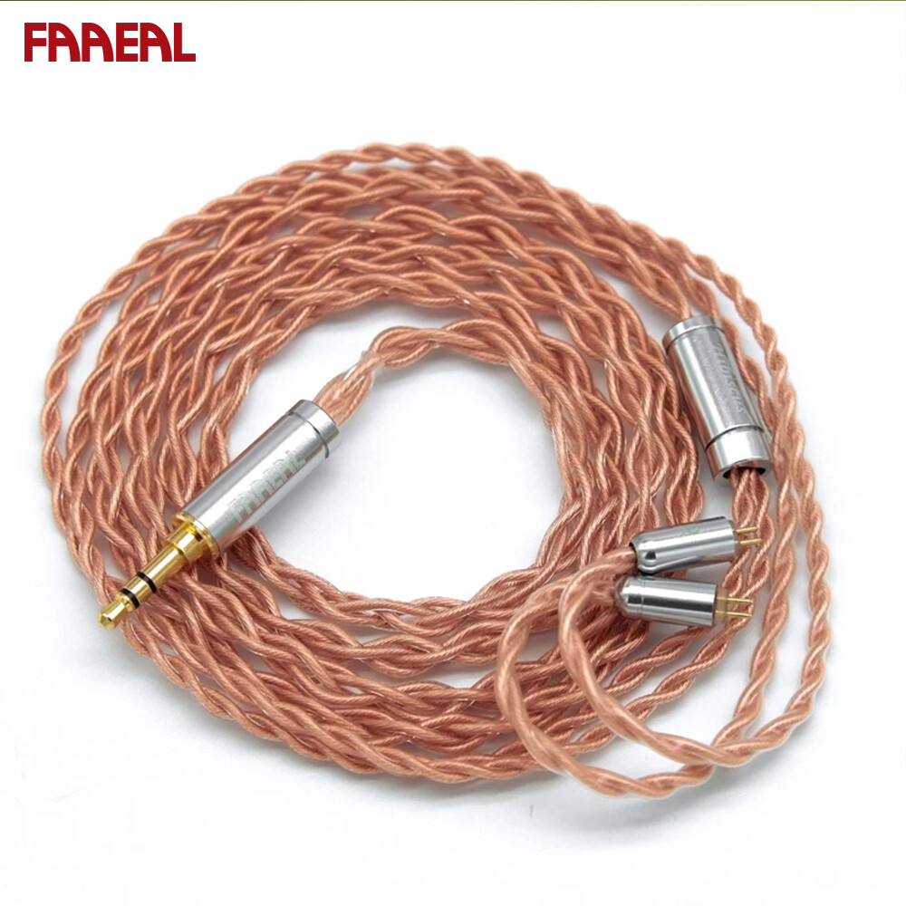 Faaeal cáp tai nghe thay thế bằng đồng độ tinh khiết cao 4 lõi với cáp nâng cấp tai nghe đầu nối 2 chấu/mmcx dây tai nghe âm thanh có thể tháo rời 3.5/2.5/4.4mm cho tfz/trn/kz zst/auglamour/bqeyz/blon phụ kiện tai nghe nhét tai/bl-03
