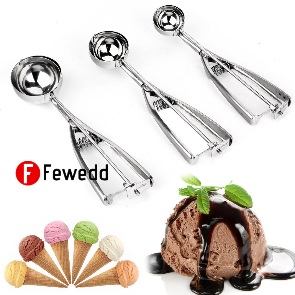 Muỗng múc kem bằng thép không gỉ 4/5/6cm muỗng múc lò xo thạch khoai tây nghiền dưa hấu phụ kiện nhà bếp