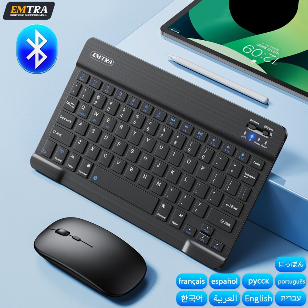 Chuột Bàn phím không dây Bluetooth cho máy tính bảng nền Windows IOS Android cho iPad Air Mini Pro Tây Ban Nha Hàn Quốc Bồ Đào Nha bàn phím tiếng Nga