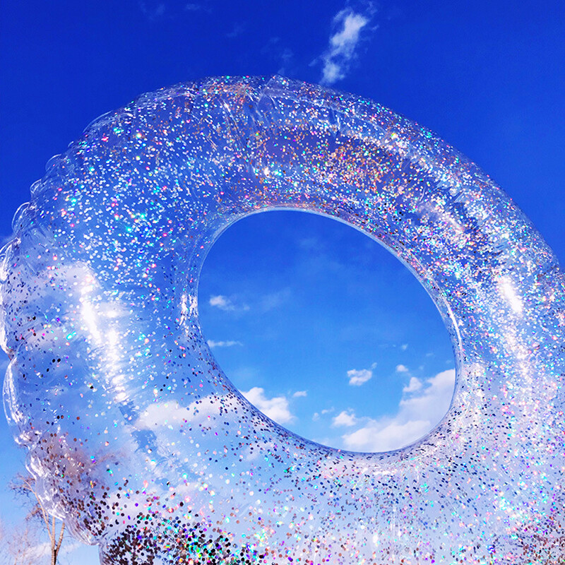 Inflatable Lifebuoy Water Wing Large Swim Ring Swimming Training Equipment Girls' Swim Ring Sequins Swim Ring Swim Ring